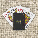 Personalisierte Monogramm und Name Schwarz und Gol Spielkarten<br><div class="desc">Personalisierte Monogramm und Name Bicycle Playing Cards</div>