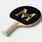 Personalisierte Monogramm und Name Schwarz und Gol Tischtennis Schläger (Vorderseite)