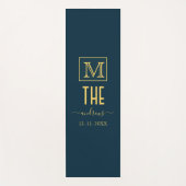 Personalisierte Monogramm und Name Schwarz und Gol Yogamatte (Vorderseite)