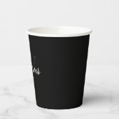 Personalisierte Monogramm und Name Schwarze Papier Pappbecher (Links)