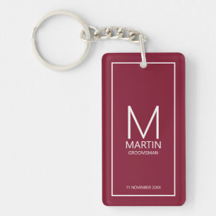 Personalisierte Monogramm- und Name-Trauzeugen Schlüsselanhänger