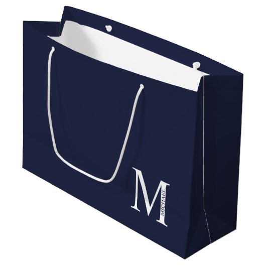 Personalisierte Monogramm- und Namens-Geschenktasc Große Geschenktüte (Vorderseite Schrägansicht)