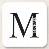 Personalisierte Monogramm- und Namens-Getränkekart Getränkeuntersetzer (Vorderseite)