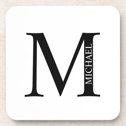 Personalisierte Monogramm- und Namens-Getränkekart Getränkeuntersetzer (Vorderseite)