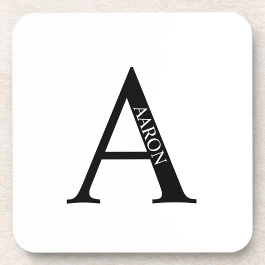 Personalisierte Monogramm- und Namens-Getränkekart Getränkeuntersetzer (Vorderseite)