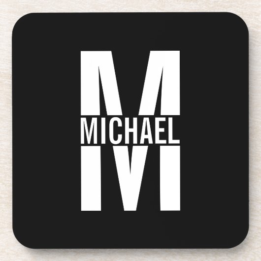 Personalisierte Monogramm- und Namens-Getränkekart Getränkeuntersetzer (Vorderseite)