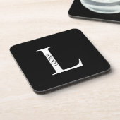 Personalisierte Monogramm- und Namens-Getränkekart Getränkeuntersetzer (Linke Seite)