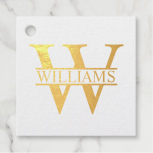 Personalisierte Monogramm- und Namens-Goldfolie Geschenkanhänger