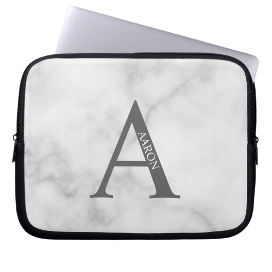 Personalisierte Monogramm- und Namens-Laptoptasche Laptopschutzhülle (Vorderseite)