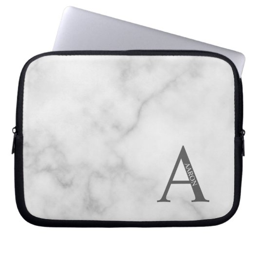 Personalisierte Monogramm- und Namens-Laptoptasche Laptopschutzhülle (Vorderseite)