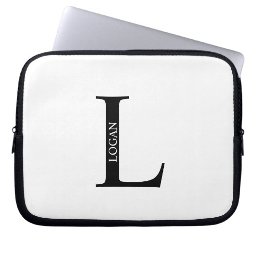Personalisierte Monogramm- und Namens-Laptoptasche Laptopschutzhülle (Vorderseite)