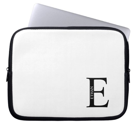 Personalisierte Monogramm- und Namens-Laptoptasche Laptopschutzhülle (Vorderseite)