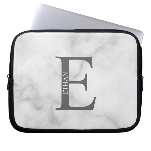 Personalisierte Monogramm- und Namens-Laptoptasche Laptopschutzhülle (Vorderseite)