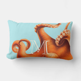 Personalisierte Monogramm-Vintage Octopus-Illustra Kissen Für Draußen