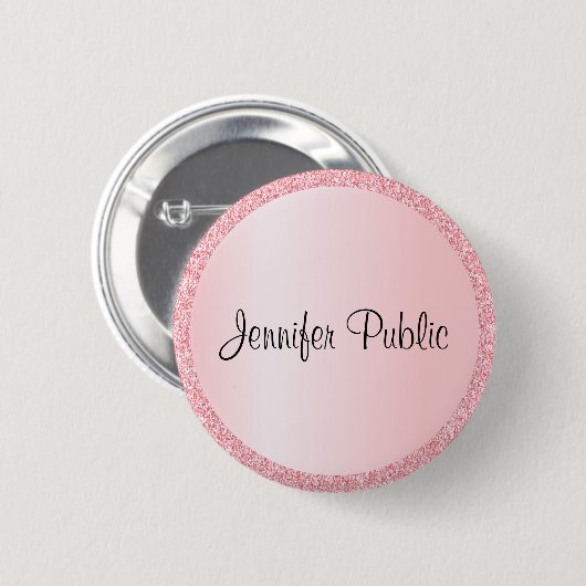 Personalisierte Monogramm-Vorlage Elegante Rose Go Button (Vorne & Hinten)