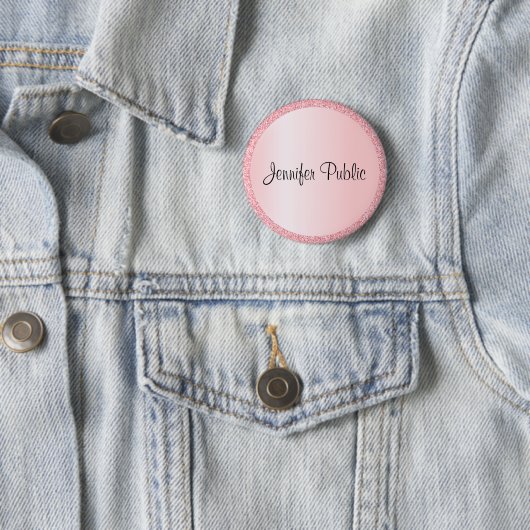 Personalisierte Monogramm-Vorlage Elegante Rose Go Button (Beispiel)