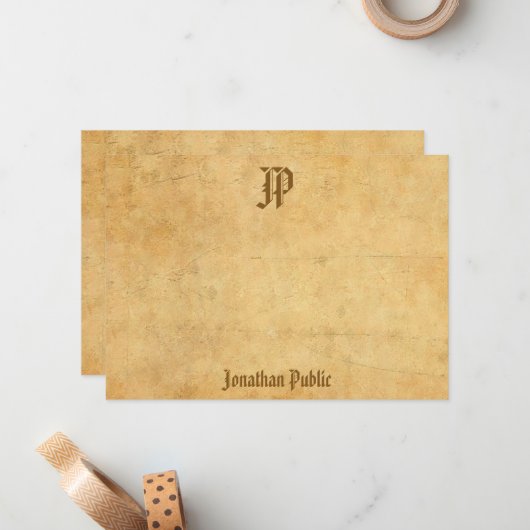 Personalisierte Monogramm-Vorlage Mitteilungskarte (Vorderseite/Rückseite Beispiel)