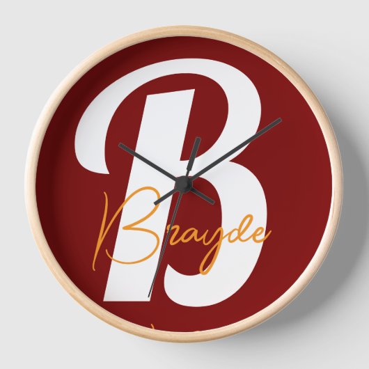 Personalisierte Monogramm-Wandleuchte Uhr (Vorderseite)