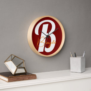 Personalisierte Monogramm-Wandleuchte Uhr