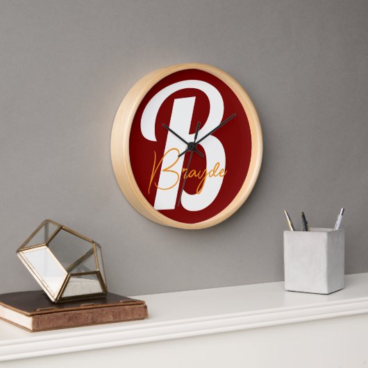 Personalisierte Monogramm-Wandleuchte Uhr (Büro)