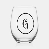 Personalisierte Monogramm Weinglas Ohne Stiel (Vorderseite)