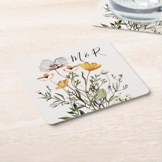 Personalisierte Monogramm-Wildblume Rechteckiger Pappuntersetzer (angewinkelt)