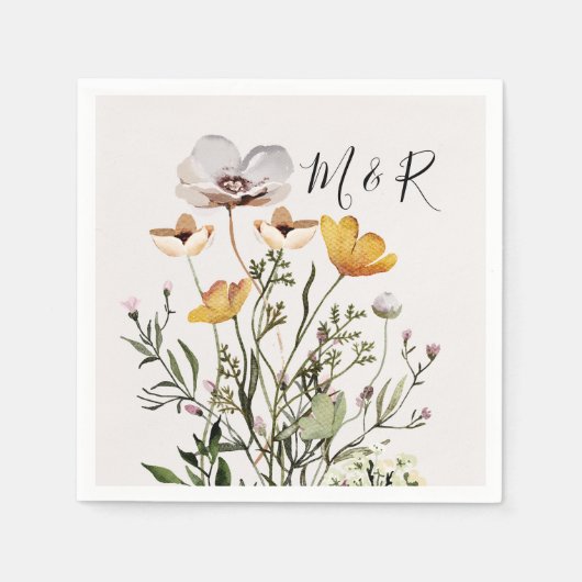 Personalisierte Monogramm-Wildblume Serviette (Vorderseite)