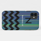 personalisierte Monogramm-Zickzack Linien Case-Mate iPhone Hülle (Rückseite (Horizontal))