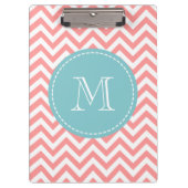 Personalisierte Monogramm-Zwischenablage mit Koral Klemmbrett (Vorderseite)