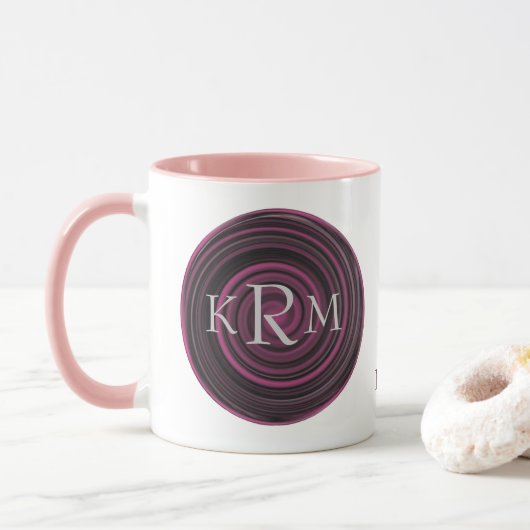 Personalisierte Monogrammanfänge Pflaumenwirbel Tasse (Mit Donut)