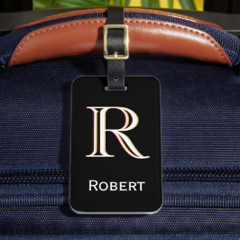 Personalisierte Monogrammbezeichnung Schwarz-weiß Gepäckanhänger