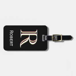 Personalisierte Monogrammbezeichnung Schwarz-weiß Gepäckanhänger