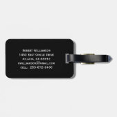 Personalisierte Monogrammbezeichnung Schwarz-weiß Gepäckanhänger (Rückseite horizontal)