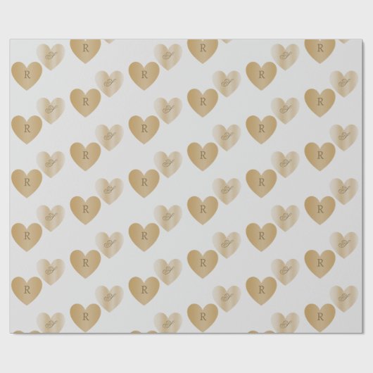 Personalisierte Monogramme, das Doppelte der golde Geschenkpapier (Flach)