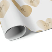 Personalisierte Monogramme, das Doppelte der golde Geschenkpapier (Rolleneckpunkt)