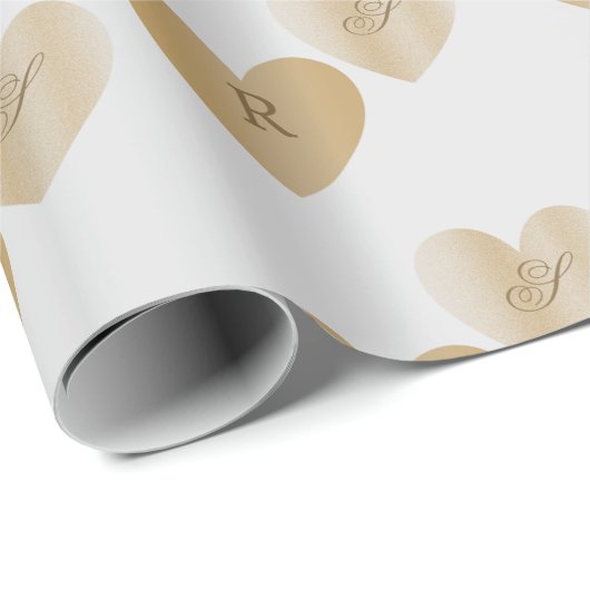 Personalisierte Monogramme, das Doppelte der golde Geschenkpapier (Rolleneckpunkt)