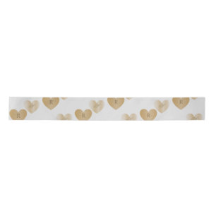 Personalisierte Monogramme, doppelte goldene Herze Satinband