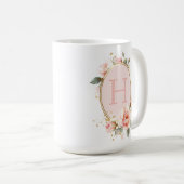 Personalisierte monogrammierte Vintage-Blumen Kaffeetasse (VorderseiteRechts)