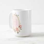 Personalisierte monogrammierte Vintage-Blumen Kaffeetasse (Vorderseite Links)