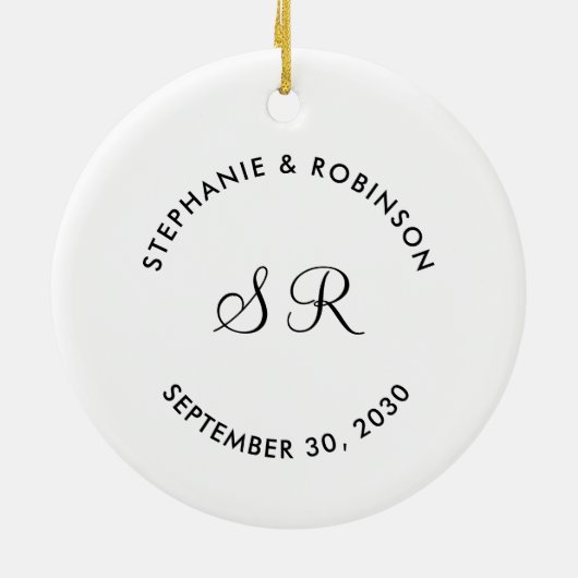 Personalisierte Monogrammnamenssehen Keramik Ornament (Hinten)