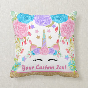 Personalisierte MonogrammUnicornwatercolor-Blume Kissen