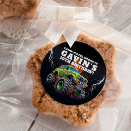 Personalisierte Monster Truck Editable Geburtstags Runder Aufkleber