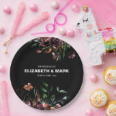 Personalisierte Moody Watercolor Florals Hochzeit Pappteller (Party)
