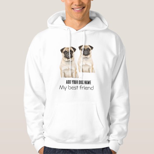 Personalisierte Mops-Hunde Hoodie (Vorderseite)