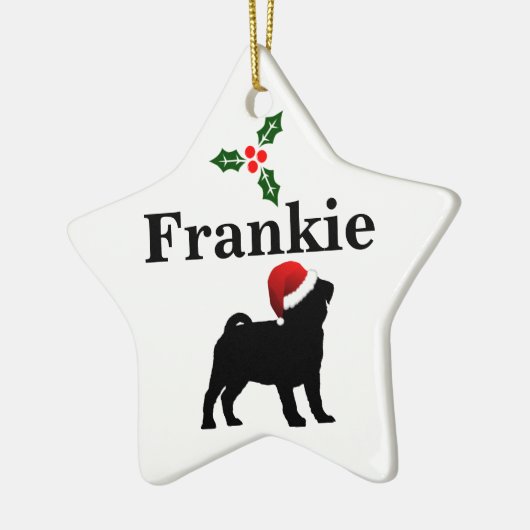 Personalisierte Mops-Hundeweihnachtsverzierung Keramik Ornament (Links)