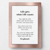 Personalisierte Motivierend Rose Gold Brushed Meta Fotoplatte (Vorderseite)