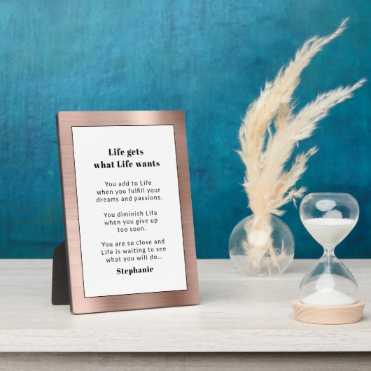Personalisierte Motivierend Rose Gold Brushed Meta Fotoplatte (Seite)