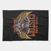 Personalisierte Motorrad-Adlerwochenfahrer-Garage Geschirrtuch (Horizontal)