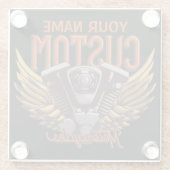 Personalisierte Motorrad-Adlerwochenfahrer-Garage Glasuntersetzer (Rückseite)