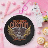 Personalisierte Motorrad-Adlerwochenfahrer-Garage Pappteller (Party)